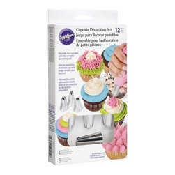 New Wilton 12 PIECE CUPCAKE DECORATING SET kit bags tips piping icing 2A 1M 4B - Mixers