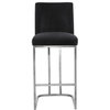 Home Square 3 Piece Silver Metal Base Velvet Counter Height Stool Set in Black