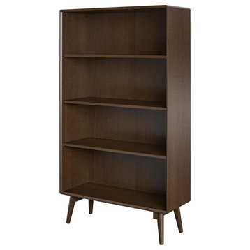 Pemberly Row Modern / Contemporary 4 Shelf Bookcase in Walnut