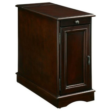 Bowery Hill Rectangular Transitional Wood Storage End Table in Cherry