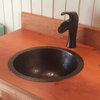 Handmade 15" Round Rustic Copper Bathroom Sink with Lift & Turn Drain