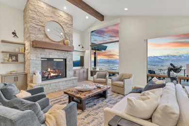 Example of a cottage living room design