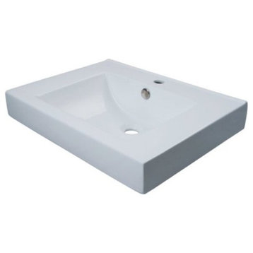 Mission White China Vessel Bathroom Sink with Overflow Hole & Faucet Hole EV9620