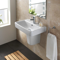 Comprimo wall-mount Semi-pedestal ceramic Sink - Bathroom Sinks