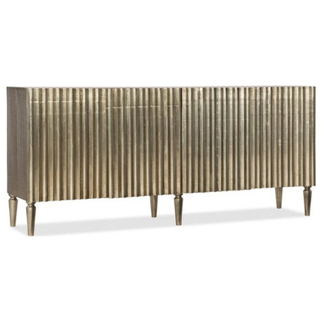Bowery Hill 4-Door Traditional Mango Wood Console Table in Silver Foil