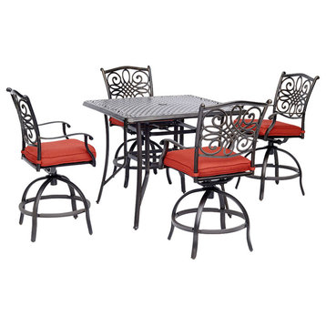 Traditions 5-Piece High-Dining Set With 42" Square Cast-Top Table