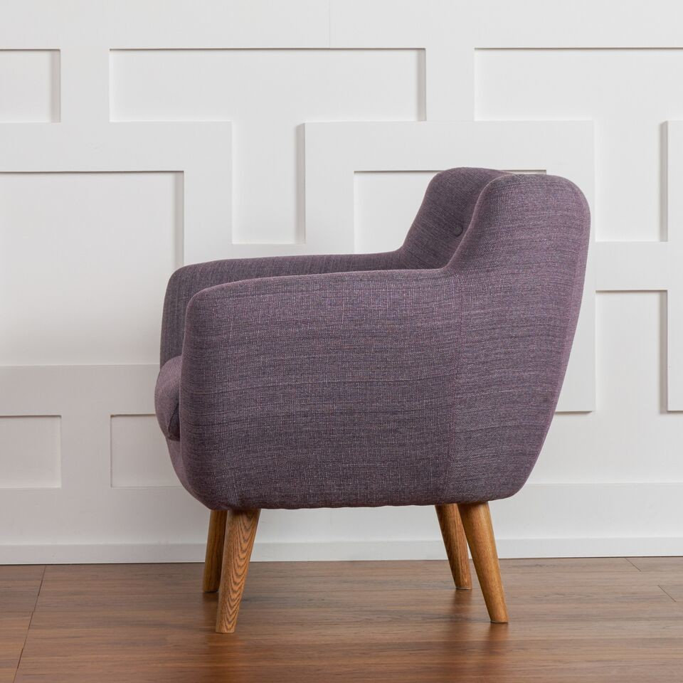 Rhodes Mid-Century Modern Tufted Arm Chair, Venga Purple