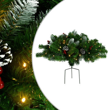 vidaXL Artificial Pathway Pre-lit Christmas Tree Xmas Tree Decoration Green PVC