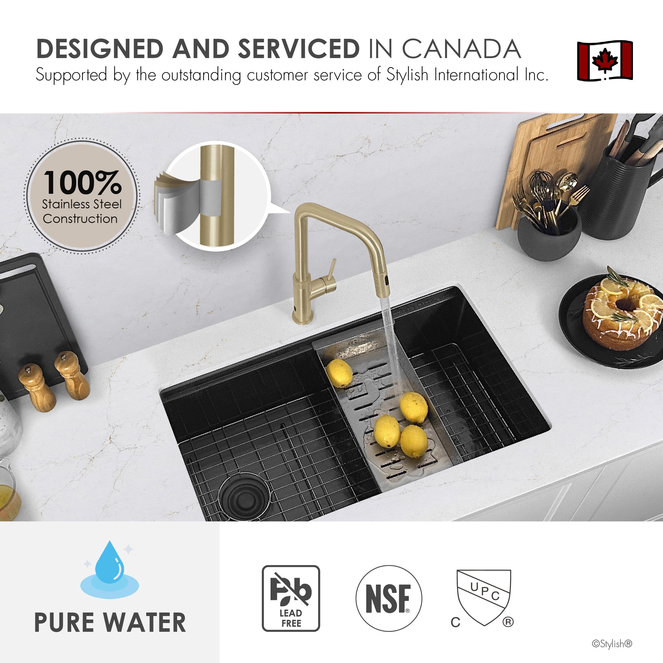 Single Handle Pull Down Touchless Kitchen Faucet, Brushed Gold