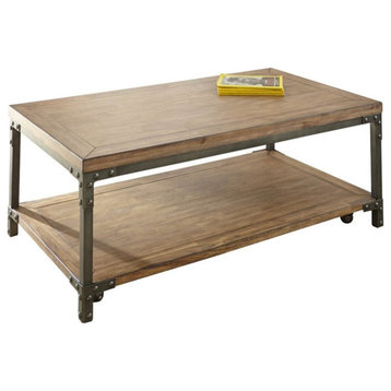 Steve Silver Lantana Coffee Table with Caster in Antique Brown Honey