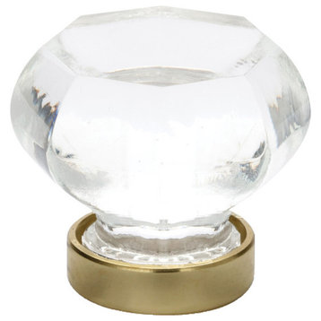 Emtek 86011 Crystal And Porcelain 1-1/4 Inch Geometric Cabinet - Polished Brass
