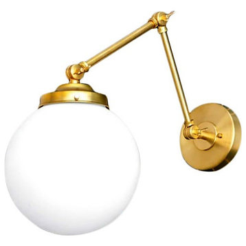 Westcliff II Brass 8" Opal Globe Task Lamp