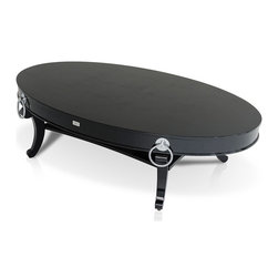 A&X RK802-162 BELLAGIO BLACK CROCODILE OVAL COFFEE TABLE - Coffee Tables