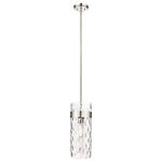 Z-Lite - Z-Lite 3035P6-PN Fontaine 1 Light Pendant in Polished Nickel - Hanging from your ceiling like a beautiful piece of art, this pendant light boasts a cylinder glass shade with a lovely rippled texture. Perfect for a hallway or kitchen, this light is crafted in steel with a matte black finish and is sure to beautify your home with an elegant and sophisticated design.