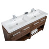 Aquamoon Sparta 63" Double Sink Modern Bathroom Vanity Set, Walnut