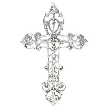 Polished Aluminum Wall Cross With C's, 15.25"