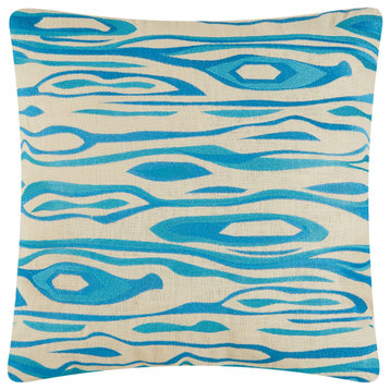 Monterey Caribbean Blue Embroidered Pillow