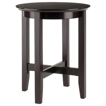 Winsome Toby 18" Round Transitional Solid Wood End Table in Espresso