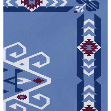 18"x14" Jodhpur Border 3, Geometric Print Placemat, Blue, Set of 4