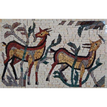Marble Mosaic Design, Baby Deer, 10"x16"