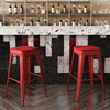 Kai Commercial Grade 30"H Metal Counter Stool, Red/Red