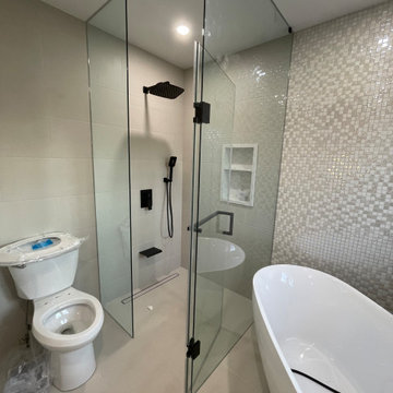 Shower Enclosures - Right-Angle Frameless Glass Shower Wall and Door