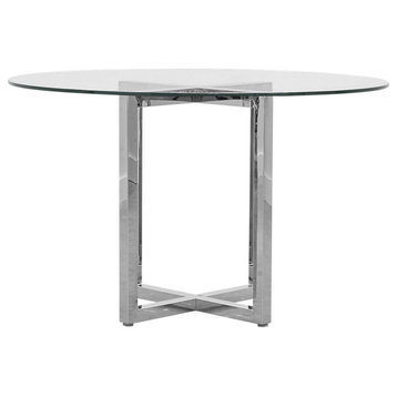 Modus Amalfi 5PC 48" Round Counter Glass Table & 4 X-Base Stool Set-Cognac