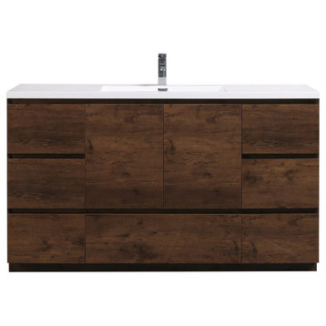ConceptBaths Edison 59" Single Modern Bath Vanity, Rosewood