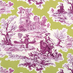 Green/Violet Toile Accent Napkin - Dinnerware