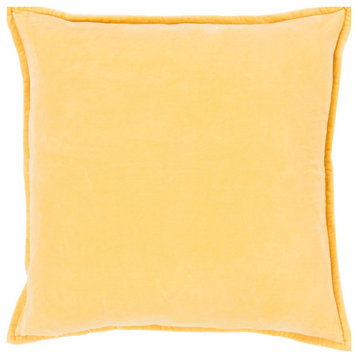 Cotton Velvet by Surya Poly Fill Pillow, Bright Yellow, 18' x 18'