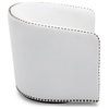 Tyler Milky White Faux Leather Swivel Arm Chair with Nailhead Trim