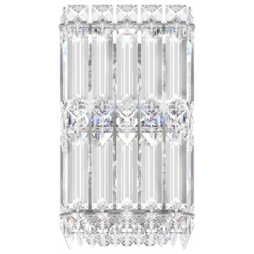 Quantum 2 Light Wall Sconce Staless Steel Clear Crystals Swarovski