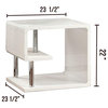 Contemporary End Table, Chrome Finished Poles With Geometric Body, White Gloss