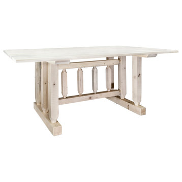Homestead Collection Trestle Based Dining Table, Clear Lacquer Finish
