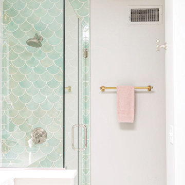Light Teal Fish Scale Bathroom Tile