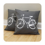 Bicycle Pillow Cover, Gray by Boomerang 360