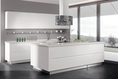 White Lacquer - Integrated Handles Kitchen Cabinets
