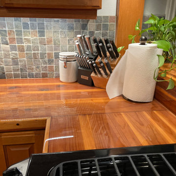 Redwood Kitchen Countertop Epoxy Finish