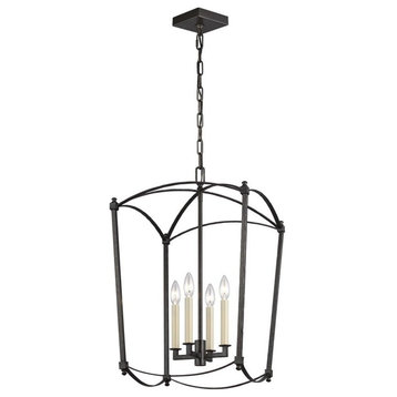 Feiss Thayer 4-Light Hall Chandelier F3322/4SMS, Smith Steel