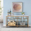 Georgia Console Table With Marble Top and Tempered Glass Shelf Gold Base