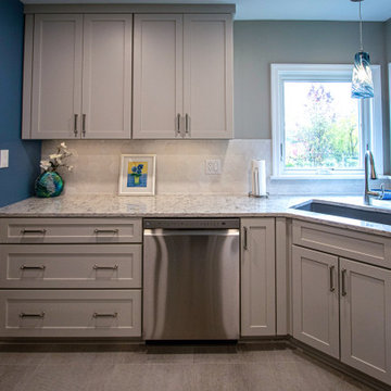Two-Tone White and Teal Kitchen