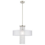Livex Lighting - Livex Lighting Brushed Nickel 1-Light Pendant Chandelier - The Bella Vista collection features a hand crafted translucent shade over a brushed nickel finish and clear crystal strands cascading in a waterfall effect to convey the glitz and glamour from an iconic time that is making a modern comeback.