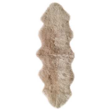 Natural 100% New Zealand Sheepskin Double, 2'x6', Taupe