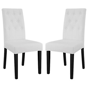 Modway Furniture Confer Dining Side Chair Vinyl Set of 2 in White -EEI-3323-WHI