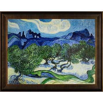 La Pastiche Olive Trees with Alpilles with Veine D'Or Scoop Frame,36.5"x46.5"