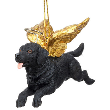 Angel Black Lab Dog Ornament