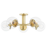 Mitzi by Hudson Valley Lighting - Meadow 5-Light Semi Flush, Aged Brass - The last globe light you, ll ever buy. Perennially chic, Meadow adds simplistic beauty to any space in your home. The mix of delicate glass and timeless steel is decidedly modern with a slight nod to mid-century design. The Meadow collection includes wall lighting and ceiling lights. Available as a chandelier, wall sconce, semi-flush, flush mount, and pendant.