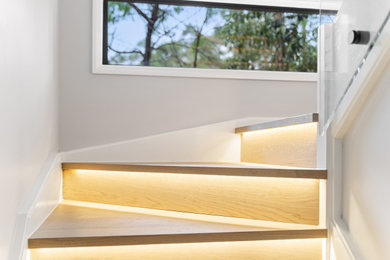 Modern wood staircase in Sydney.