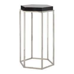 Worlds Away Black Lacquer/Nickel Elsa Table - Dining Tables
