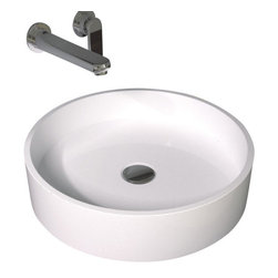 ADM Bathroom Design - ADM Circular Countertop Vessel Sink, White, 17", Matte White - Bathroom Sinks